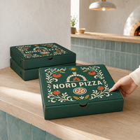 Caja de Pizza Corrugada E-Flute con Logotipo Personalizado al por Mayor OEM, Embalaje Desechable Ecológico y Seguro para Alimentos de Fábrica