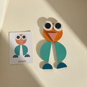 Montessori-Blocs à Motif en Bois, Cartes Géométriques de Maternelle, Puzzle Tangram, Jouets pour Garçons et Filles, 20 Pièces - Product Image 5