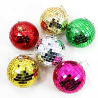 Vente directe usine Nouvelle boule de Noël en verre miroir rouge, rose, bleu, effet disco, avec nœud élégant, écologique, décoration de Noël