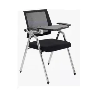 Okul mobilyaları ofis koltuğu yetişkin çalışma için yazma pedi ile örgü katlanır eğitim sandalye okul