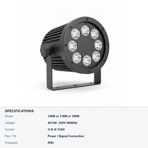 ไฟพาร์ LED สำหรับงานแต่งงานกลางแจ้ง IP65 18x12W RGBWA+UV 6-in-1 พร้อมแผงควบคุมแบบสัมผัสและรีโมท IR สำหรับสถานที่จัดงานในสวน - Product Image 6