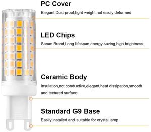 AC85-265V <span class=keywords><strong>LED</strong></span> ánh sáng 5W 50W Halogen tương đương không thay đổi độ sáng ban ngày Trắng 6000K <span class=keywords><strong>G9</strong></span> dẫn bóng đèn cho Nhà chiếu sáng Quạt trần - Product Image 5
