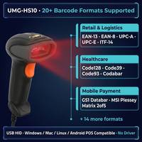 Lecteur de codes-barres 1D filaire USB UMG-HS10 compatible avec les codes d'écran pour application de paiement O2O