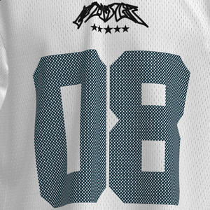 Maillot de football Healy American Streetwear rétro, couleur contrastée, col en V ample, respirant, en maille, séchage rapide, haut sportif pour homme - Product Image 5