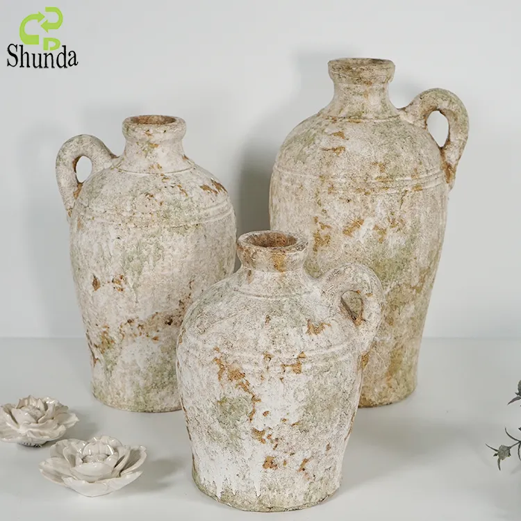 Vaso di fiori di lusso per la composizione floreale vasi antichi in terracotta arrugginito vintage per la decorazione del giardino domestico