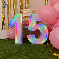 Décoration d'anniversaire 15 ans, enseigne néon numérique, lettres lumineuses 3ft 4ft 5ft, XV 15 Ans, décoration pour souvenirs de fêtes de 15 ans