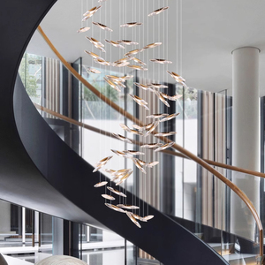 Lampe pendante déco LED moderne personnalisée Lustre haut plafond en cristal Escalier carré en acier inoxydable pour la maison Hôtel Living - Product Image 4
