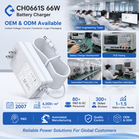 Chargeur de batterie 66W, sortie large 14.4-43.2V, prise US, chargeur AC, protection multi-couches, OEM ODM