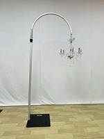 Arche de mariage en métal semi-circulaire de 3 m avec lustre en cristal, supports de tuyaux et accessoires pour événements festifs