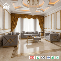 Modernes Minimalistisches Graues Samt-Sofa-Set mit Goldenen Diamantpaneelen Couch für Villa, Herrenhaus, Penthouse Integrierte Ganzhaus-Einrichtung