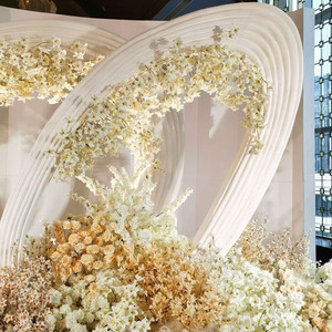 การจัด<span class=keywords><strong>ดอกไม้</strong></span>ทางเดินงานแต่งงานแบบกำหนดเองด้วยดอกกุหลาบแชมเปญ ดอกกล้วยไม้ และดอกยิปโซฟิลลา  <span class=keywords><strong>ดอกไม้</strong></span>ประดิษฐ์ตั้งพื้นสุดหรู - Product Image 4