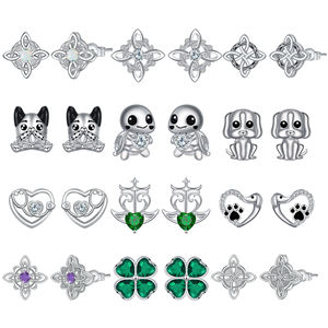 Boucles <span class=keywords><strong>d</strong></span>'oreilles en alliage de cuivre avec nœud celtique, griffe de chien, griffe de chat, tortue mignonne, ancre de bateau, pour femme, idée cadeau - Product Image 1