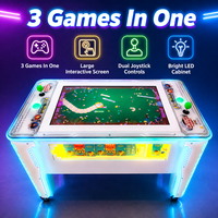 Fantasy Land 3-en-1 : Machine d'arcade de jeu pour enfants avec table de jeu serpent, double joystick, cabinet LED, versions espagnole et anglaise pour les familles japonaises