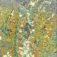 Tissu tricoté jersey élastique brodé 4 directions, 3 mm, à paillettes irisées néon corail fluorescentes, pour la danse