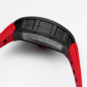 Nouvelle Montre Mécanique Squelette Homme en <span class=keywords><strong>Fibre</strong></span> de Carbone avec Cadran Ajoure Tonneau, Bracelet en Caoutchouc Rouge, Haut de Gamme, Style Streetwear, Lumineuse et Tendance - Product Image 6