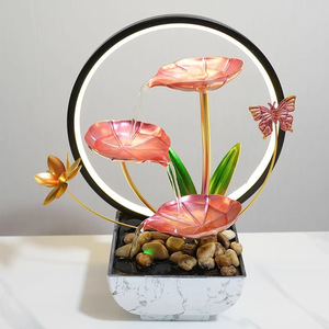 Adorno de Agua Fluida, Redondo, Metálico, Feng Shui, Decoración de Escritorio Iluminada para Oficina, Hogar, Regalo - Product Image 1
