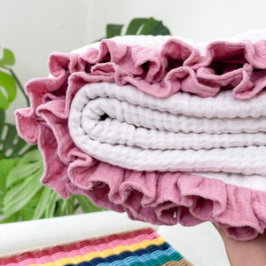 Cá nhân hữu cơ bông Muslin em bé chăn thân thiện với môi mềm chống nhăn Swaddle Ruffle giường xe đẩy bao gồm tất cả các mùa - Product Image 4