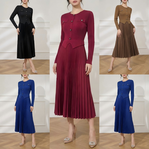 Vestidos Plisados Miyake al por Mayor para <span class=keywords><strong>Mujer</strong></span>, Vestidos Casuales Marrones de Moda para <span class=keywords><strong>Fiesta</strong></span>, Talla Única, Vestido Modesto para Iglesia - Product Image 2