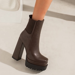 Fancy Thick Bottom Women's Short <b>Boots</b> Fashion Ankle High Chunky Heels Shoes Anti-slip Platform Women - Product Image 5