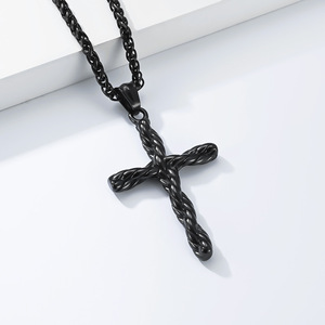 Popular yunnique jewelry: Double-strand braided <b>titanium</b> steel cross necklace, niche, unique, artistic, and retro p - Product Image 4