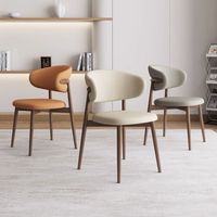 Chaise de salle à manger minimaliste moderne, dossier haut de gamme, structure en métal, coussin en cuir PU, pour la maison, les salons, les cafés