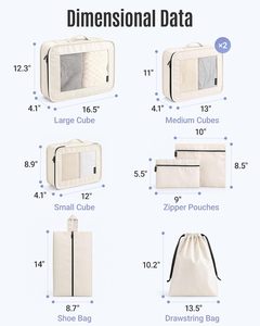 Ensemble de cubes de rangement de voyage personnalisés en polyester léger et imperméable avec sac à linge - Product Image 5