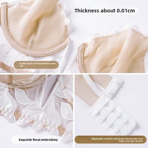Completo Intimo Sexy Ricamato in Pizzo da Donna, Reggiseno <span class=keywords><strong>Minimizer</strong></span> Ultra Sottile <span class=keywords><strong>con</strong></span> <span class=keywords><strong>Ferretto</strong></span> e Perizoma, Reggiseno Push-up Scollato a V Profondo, Taglie Forti - Product Image 3