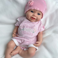 18 Zoll Ganzkörper Solid Silicone Reborn Doll Girl mit Künstler gemalt Floppy Smiling Newborn Baby Doll kann Bad Spielzeug Geschenke nehmen