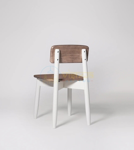 Chaise de salle à manger scandinave bicolore, assise et dossier en bois de noyer, pieds en bois blanc massif, design moderne minimaliste, salle à manger - Product Image 3