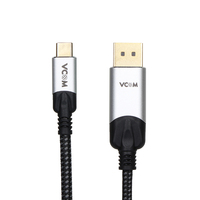 VCOM Câble vidéo USB tressé en filet de coton de 1.8 mètres 4K 60Hz Câble USB-C vers DisplayPort pour téléphone portable Android vers TV HD