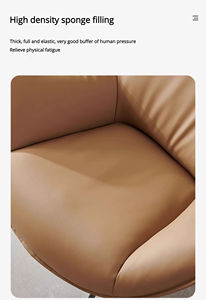 Sillón Individual de Cuero con Diseño Moderno y Rotación de 360 Grados, Cómodo Sillón Reclinable para Sala de Estar, Hotel, Apartamento, Ocio - Product Image 4