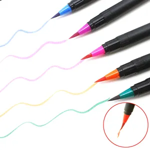 24 색 리얼 브러시 팁 워터 컬러 페인팅 마커 펜