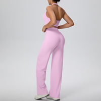 Combinaison à capuche brossée double face unie pour femmes et pantalon de yoga à jambes larges Ensemble deux pièces