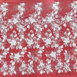 Tissu brodé 3D fait à la main pour robes de mariée Motif appliqué tricoté déformé par ordinateur pour les filles - Product Image 4