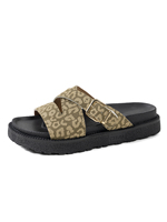Sandales compensées vintage style urbain à boucle léopard pour femme, semelle épaisse, tige en tissu, semelle extérieure en caoutchouc, confortables pour l'été