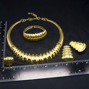 Yulaili nuovissimo costume africano 18k placcato oro set di gioielli dubai stile vintage zircone regali per feste gioielli donna - Product Image 5