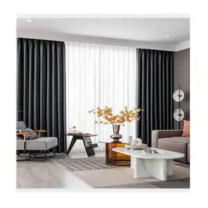 Deluxe cortinas blackout nova tendência Linho grão 100% Cortina Blackout Tecido para Casa para Hotel