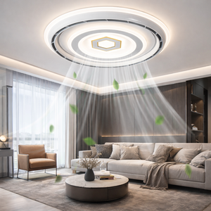 Smart <b>ceiling</b> fan with integrated <b>LED</b> <b>light</b> bladeless design low noise energy saving for <b>bedroom</b> living room - Product Image 1