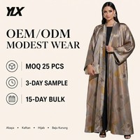 Robe longue Abaya ouverte Aberto à paillettes brillantes, de haute qualité, florale, islamique, pour femme, grande taille, respirante, pour l'Aïd