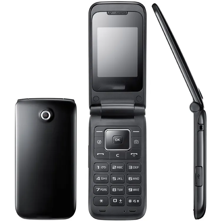 2530 Telepon Seluler untuk Samsung E2530 (Tidak Terkunci) Hitam, Ramping, & Telepon Flip Pintar