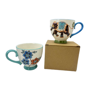 European Style 10oz Ceramic Coffee <b>Mugs</b> <b>Cute</b> Flower Pattern Porcelain Cappuccino Tea Cup Drinking Cups Christmas <b>Mug</b> - Product Image 5
