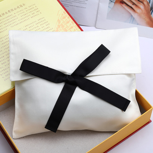 Custom LOGO Double Layer Thick Matt Satin <b>Envelope</b> Gift Bag With Bow - Product Image 6