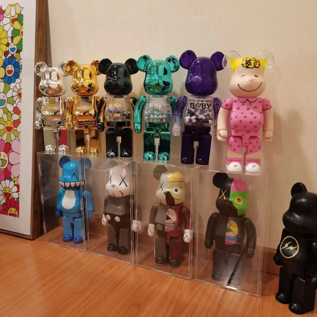 Chiaki siyah altın ayı şiddet ayı şeffaf kaplama göl yeşil Chiaki DIY Bearbrick 400% reçine ayı Kwas oyuncak figürler