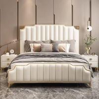 Meubles de chambre à coucher confortables avec cadre en bois blanc et pieds en métal, lit double moderne et luxe, pour hôtels en direct d'usine