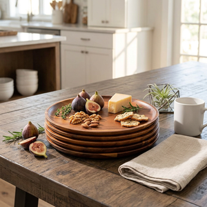 Assiette de service ovale en bois massif écologique, polie, moderne, vaisselle en bois naturel, vente en gros, vaisselle personnalisée - Product Image 4