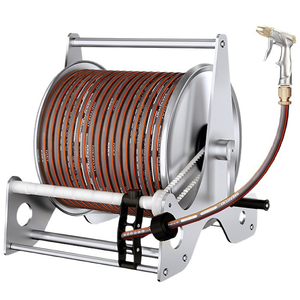 Stainless Steel 40M Rust Proof Wall-<b>Mounted</b> Garden Hose Reel with PVC Hose and Storage Cart - Product Image 2