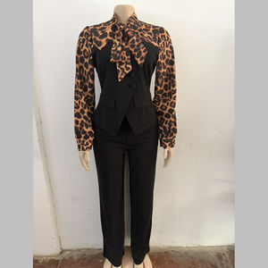 Элегантный комбинезон Channel 2025 с завязками спереди, длинными рукавами, леопардовым принтом и вставками, для женщин, с широкими штанинами, для вечеринок - Product Image 5