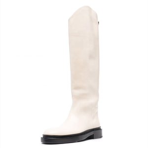 Winter Women Knight Boots <b>Round</b> <b>Toe</b> Flat <b>Heel</b> Shoes Slip-on Genuine Leather Boots 2021 - Product Image 5