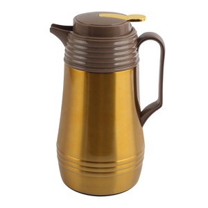 Termo de café retro de acero inoxidable dorado con tapa y asa para bebidas calientes - Product Image 2