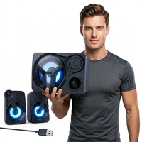 KJIXYUNG Pengalaman Suara Imersif untuk Subwoofer Gaming PC Speaker USB Bertenaga Plastik 10-30W Lampu LED Menakjubkan Stereo
